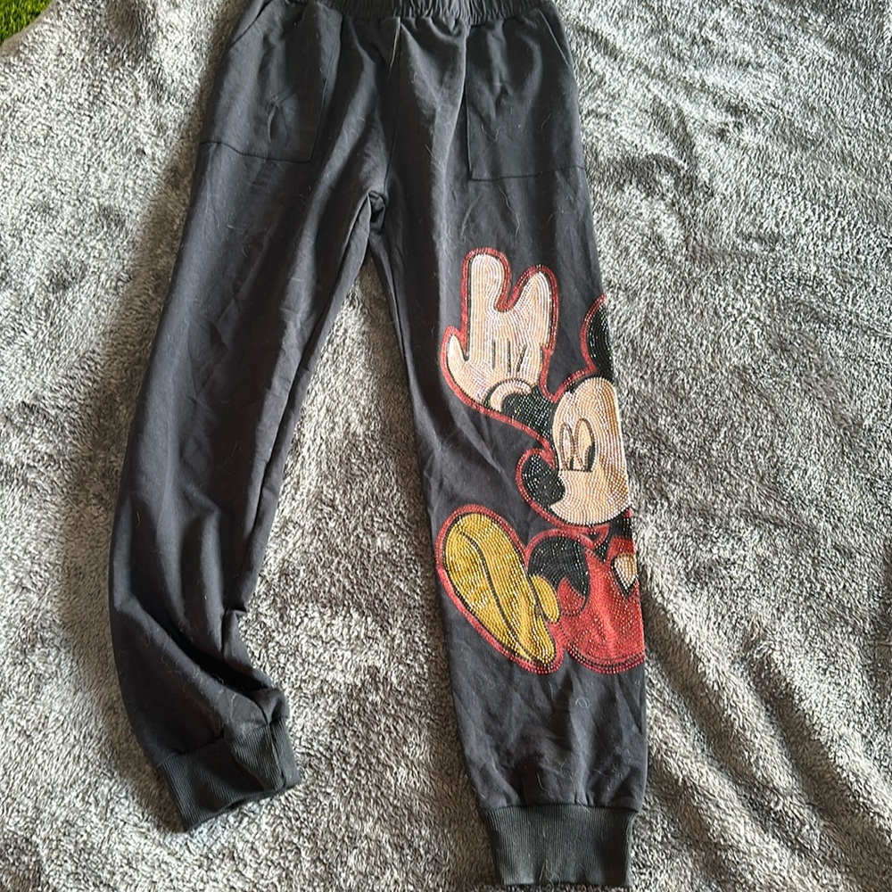 Mickey Mouse Embellished Jogger Style Pants Size Large